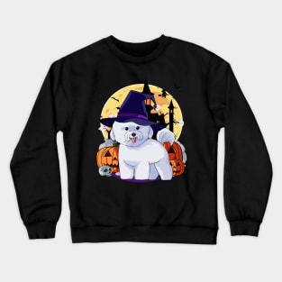 Bichon Frise Witch Happy Halloween Dog Crewneck Sweatshirt